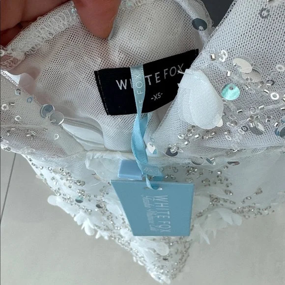 White Fox bridal white embellished mini dress xs - Picture 9 of 9
